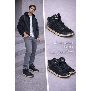 Nike Air Jordan 1 Flight 4 Black Speckled Midsole Men's Size 13 Sneakers